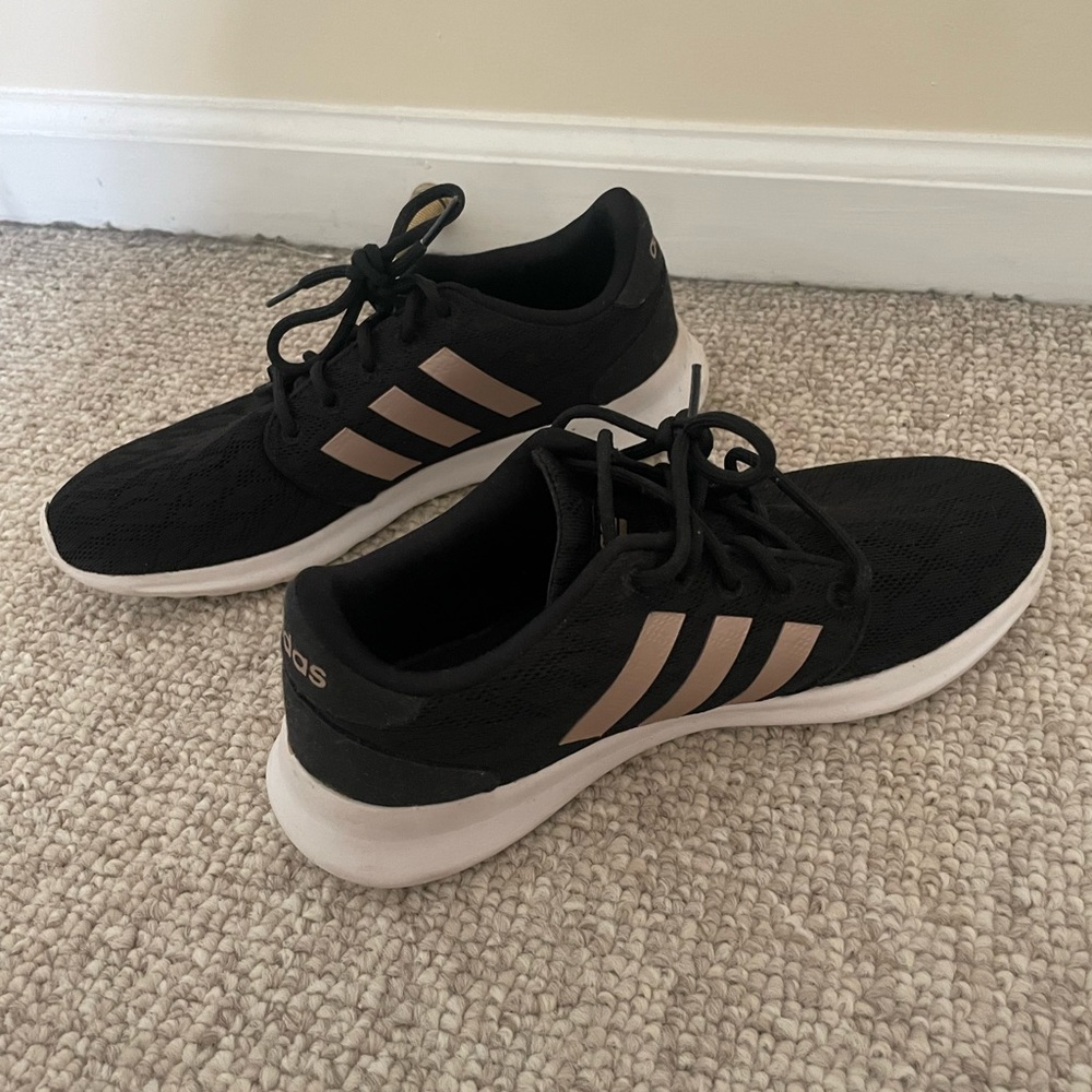 adidas Black Sneakers with Rose Gold Stripes
